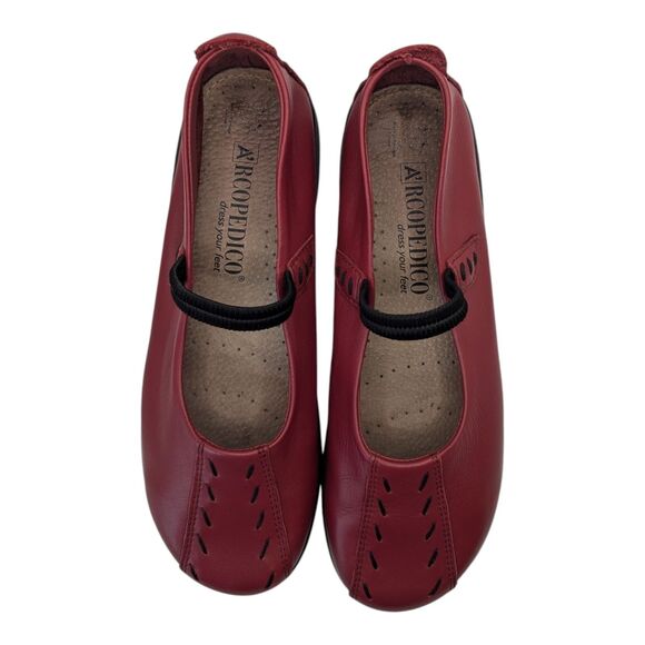 Arcopedico Shawna Red Leather Mary Jane Women's 9.5 Ballet Shoes Flats Comfort - Picture 2 of 8